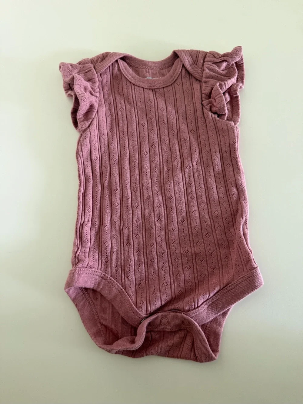Kids Ribbed Flutter Sleeve One-Piece - Mauve Pink